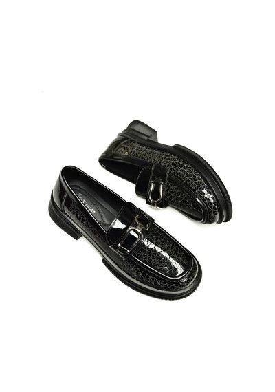Fox Shoes U704126508 Siyah Rugan Loafer Makosen Kadın Ayakkabı Siyah