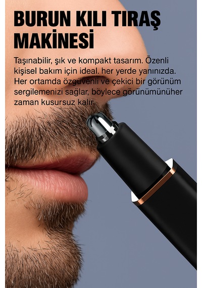 Akıllı Burun Kılı Kesme Makinesi Su Geçirmez, Çift Taraflı Bıçak, Güçlü Mikro Motor Pilli Pilli