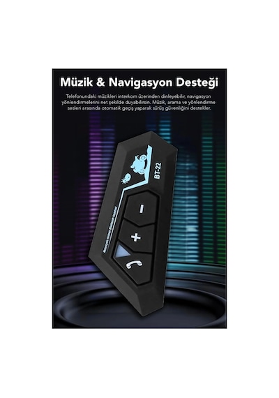 Bluetooth Mikrofonlu Kablosuz Kask İnterkom Kulaklık Rgb Led Işıklı 2 Yıl Garantili