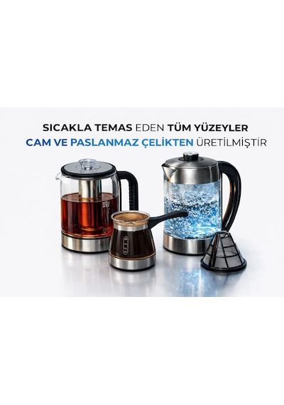 GEN 1412 Tea Or Coffee Çay - Türk Kahvesi - Filtre Kahve - Soğuk Su ve Sıcak Su - Akıllı Su Sebili - Çay Kahve Makinesi