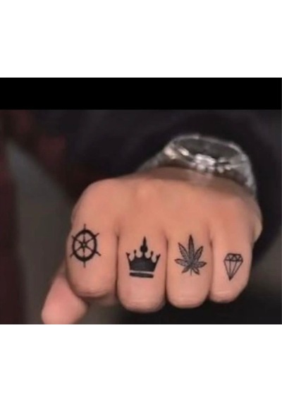 Airbrush Tattoo Minimal Parmak4 Sembollü Yapışkanlı Stencil Süsleme Ve Boyama Kalıbı