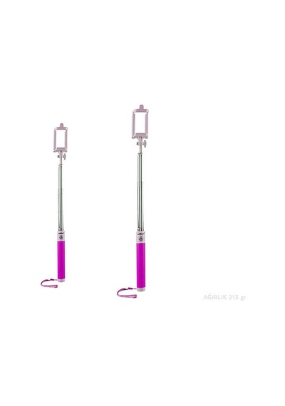 Selfie Çubuğu Kablolu Addison Ad-s33 Pembe Çok Renkli