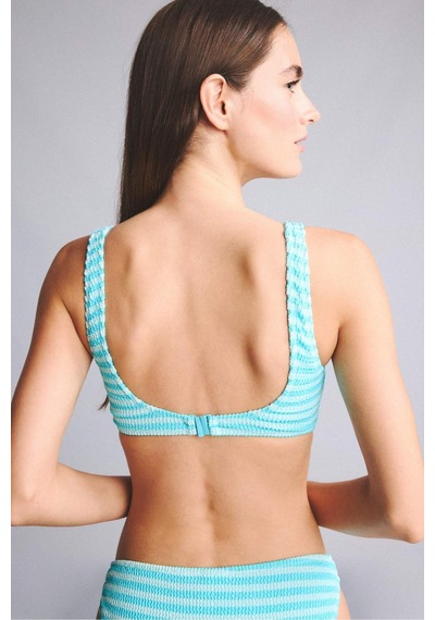 Defacto Regular Fıt Kırışık Dokulu Turkuaz Bikini Üstü G3999ax26smtr111 Turkuaz-tr111