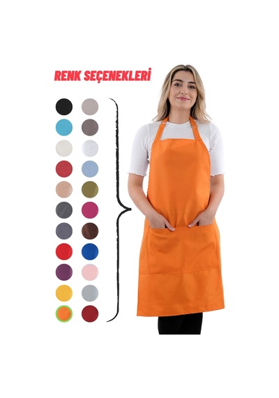 Sevilya Simple Ayar Askılı Mutfak Önlüğü Turuncu