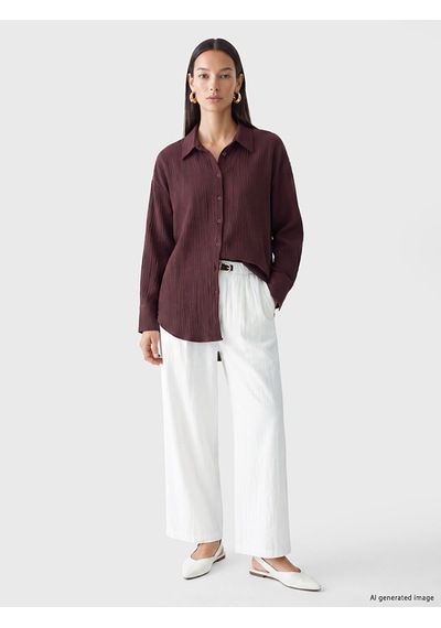 Lcw Everyday Mürdüm Dokulu Oversize Kadın Gömlek