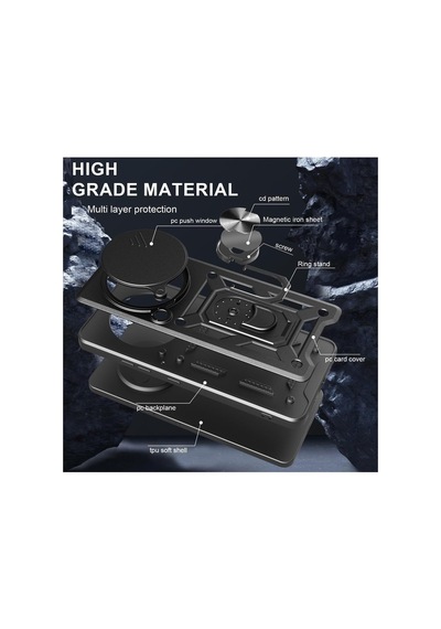 Tr Constraın Honor Magic 7 Lite İle Uyumlu Kaze Tora Kamera Korumalı Sürgülü Yüzüklü Armor Military Tank Kızakl
