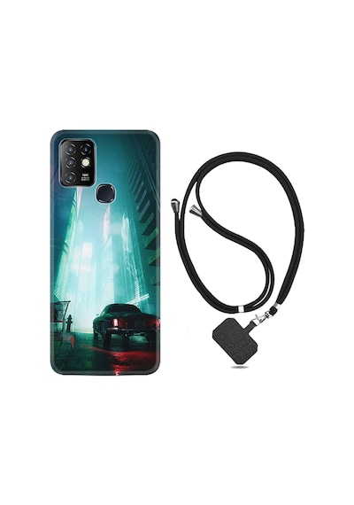 Infinix Hot 9 Kılıf Boyun Askılı Night Cars 1619