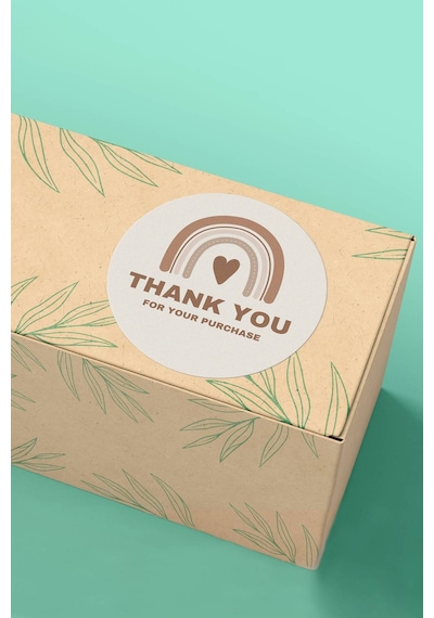 Boho Gökkuşağı Thank You Purchase Sticker 3x3cm St2226 Çok Renkli