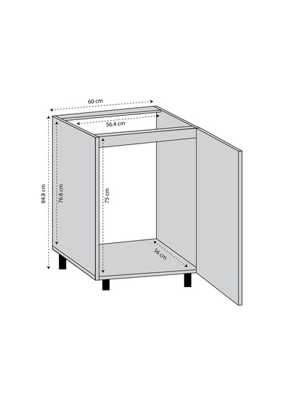Kenzlife Ocak Dolabı Kamuranmdf Byz 85 60 56 Mutfak % 100 Mdf Gövde Arkalıksız Beyaz