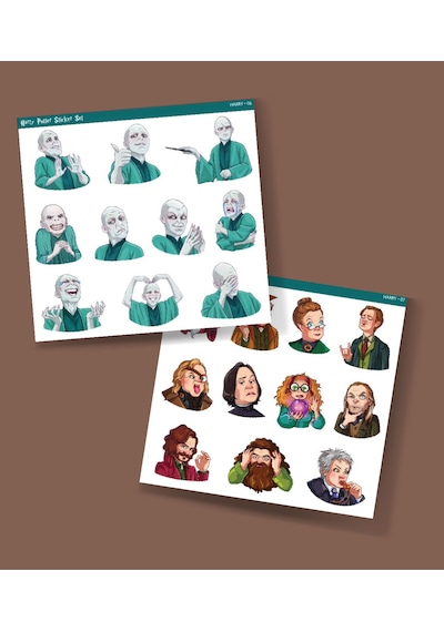 2 Li Sticker Set Harry Potter Karakterleri Emoji Süsleme Etiket Çıkartmaları Karakter Emoji Seti Telefon Etiketi Sarı