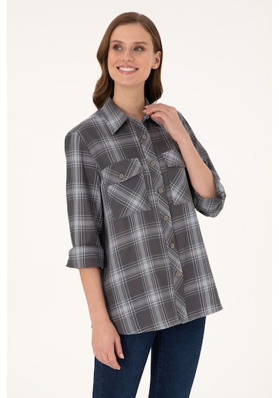 U.S. Polo Assn. Kadın Gri Uzun Kollu Tunik Gömlek 50297096-VR024