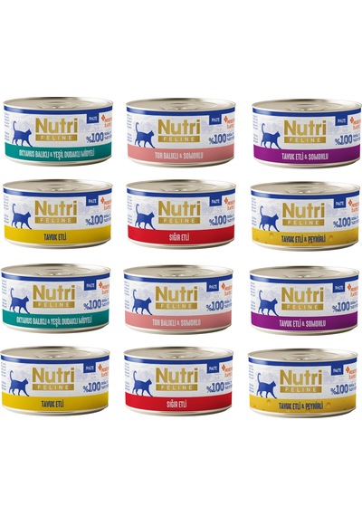 Nutri Feline 4 Çeşit Karma Tahılsız Yetişkin Kedi Konservesi 70 G X 12 Adet