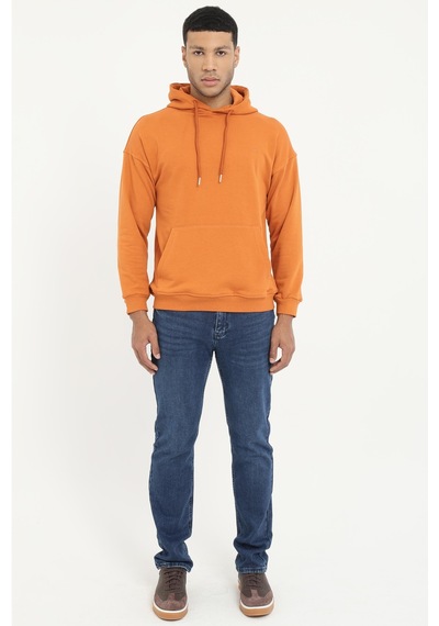 Dufy Erkek Regular Fit Kapüşonlu Kiremit Sweatshirt-19458