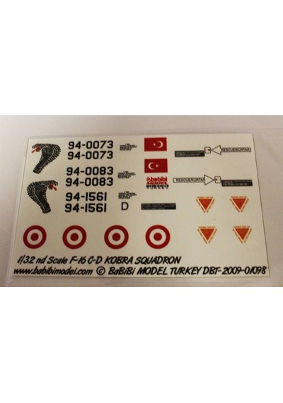Babibi Dbt01098 1/32 Ölçek, Turaf F-16 C/d, 191.kobra Filo, Dekal Çıkartma