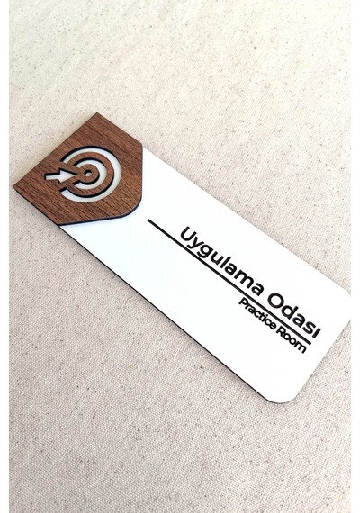 Uygulama Odası Kapı Tabelası Mdf Yönlendirme Levhası 19x7 Cm Çift Katmanlı