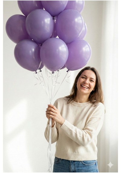 Pastel Balon 11 İnc 28 Cm Doğum Günü Parti Malzemeleri 10 Adet Mor