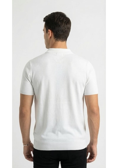 Plus Scorpion Erkek Polo Yaka Fermuarlı Triko Tişört Dokulu Slim Fit Beyaz Plus Scorpion Erkek Polo Yaka Fermuarlı Triko Tişört Dokulu Slim Fit Beyaz
