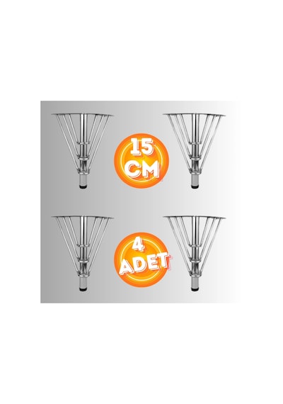 15 Cm Metal 3 Telli Koltuk Ayağı Mobilya Ayağı Ünite Ayağı Konsol Ayağı Puf Berjer Ayağı 4 Adet Krom