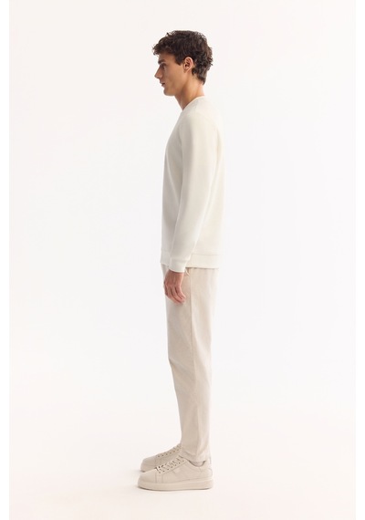 Avva Erkek Ekru Bisiklet Yaka Pamuklu Bi-stretch Baskılı Regular Fit Sweatshirt A52y1289