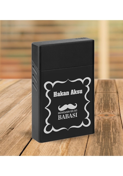 Bk Gift Kişiye Özel İsimli Baba Temalı Siyah Metal Kalem&çakmak&sigara Kutusu&kartlık-cüzdan Hediye Seti, Sevgiliye Hediye-4, Babaya Hediye, Babalar G