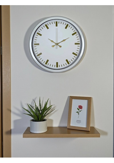 Beyaz Zarafet 40 Cm Metal Duvar Saati Çok Renkli