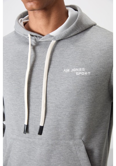 Tommy Life Gri Melanj Pamuklu Kalın Yumuşak Dokulu Comfort Fit Nakışlı Erkek Eşofman Takım - 85255 GRİ MELANJ