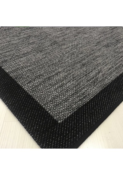 Elvey Home Jüt Sisal S9715 Vizon Siyah Kaymaz Taban Hasır Dokuma Yıkanabilir Yolluk Salon Koridor Mutfak Halısı Vizon/siyah