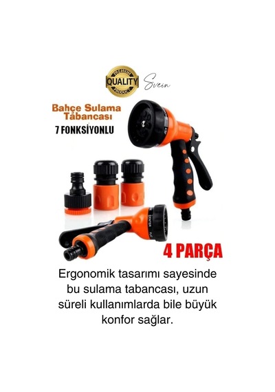 Yüksek Basınçlı 7 Fonksiyonlu Sulama Tabancası Seti Bağlantı Aparatı Araç Bahçe Sulama Yıkama