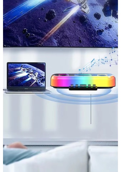 Thentech Bluetooth Hoparlör Daktilo Tuşlu Rgb Ledli 360 Derece Ses Özellikli Kablosuz Hoparlör Dekoratif Çok Renkli