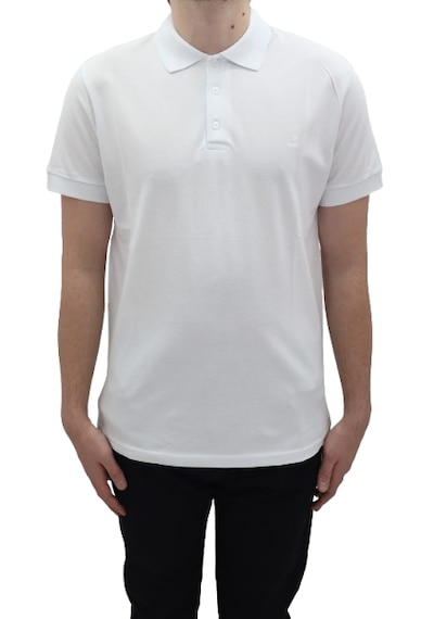 Santa Dmctekstil Erkek Dior Düz Spor Kesim Dar Kalıp Cepsiz Polo Yaka T-shirt Beyaz