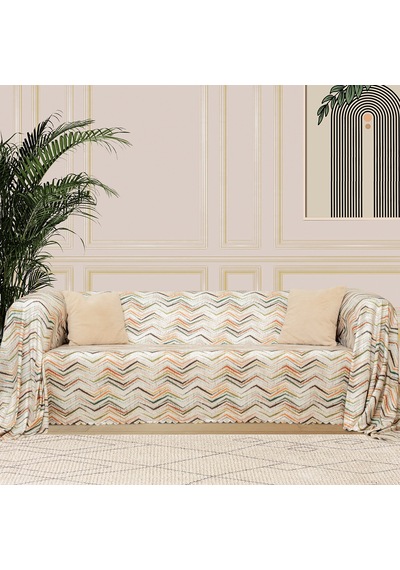 SoftMicro Etnik ve Zikzak Desenli 180 x 220 CM Boho Koltuk Örtüsü
