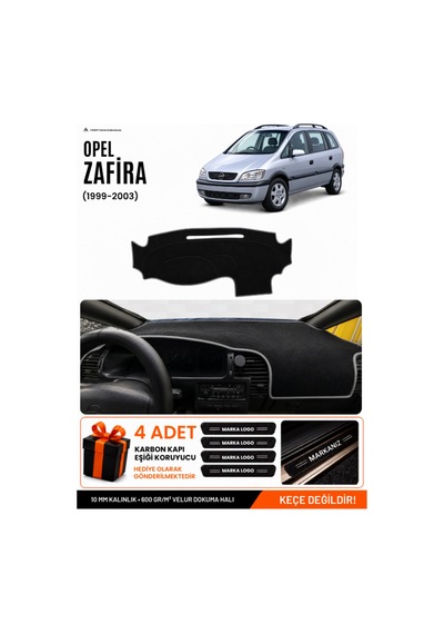 Opel Zafira 1999-2003 Uyumlu Torpido Koruma, Torpido Örtüsü, Torpido Kılıfı - Siyah-gri - Op017