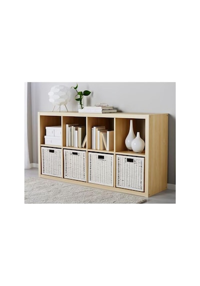 Rattan Beyaz Renk Sepet Kutu Düzenleyici, 32x35x32 Cm, Çok Amaçlı Kullanım