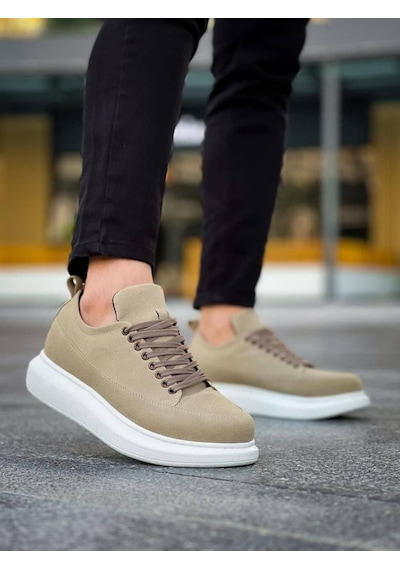 Ay Mood Jy814 Axel Bağcıklı Süet Erkek Günlük Sneaker Ayakkabı Sbt Krem