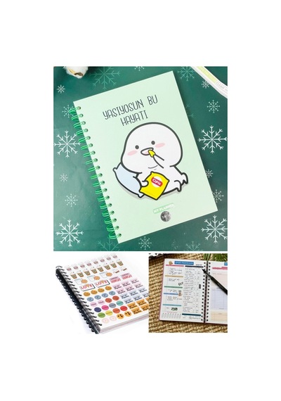 Yaşıyorsun Bu Hayatı Tasarımlı 400 Stickerlı Konuşan Ajanda Renkli - 218783064 Renkli