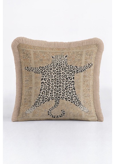 Lüks Leopar Saçaklı Yastık Kılıfı - Vintage Bohem Bej Altın Renkli Püsküllü Kırlent Kılıfı Doygun Sisli Bakır Lüks Leopar Saçaklı Yastık Kılıfı - Vintage Bohem Bej Altın Renkli Püsküllü Kırlent Kılıfı Doygun Sisli Bakır