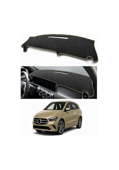 Mercedes-benz - B-serisi 2005+ Uyumlu Torpido Koruma Kılıfı - Taba Şeritli