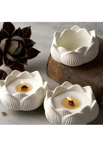 Bernami Vazo Pinterest Dekoratif 3 Lü Lotus Çiçeği Mumluk Hediyelik Obje Dekoratif Diğer