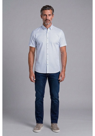 Bisse Mavi Regular Fit Cepsiz Kisa Paşa Yaka Gömlek Gmars261045 D35