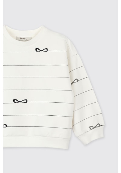 Panço Kız Bebek Fiyonk Desenli Ekru Sweatshirt Krem 2521GB08015