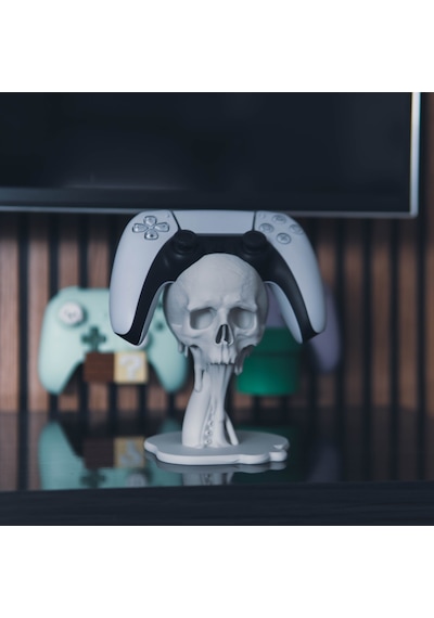 Kafatası Tasarımlı Ps5 Dualsense Oyun Kolu Standı - Masaüstü Düzenleyici Beyaz