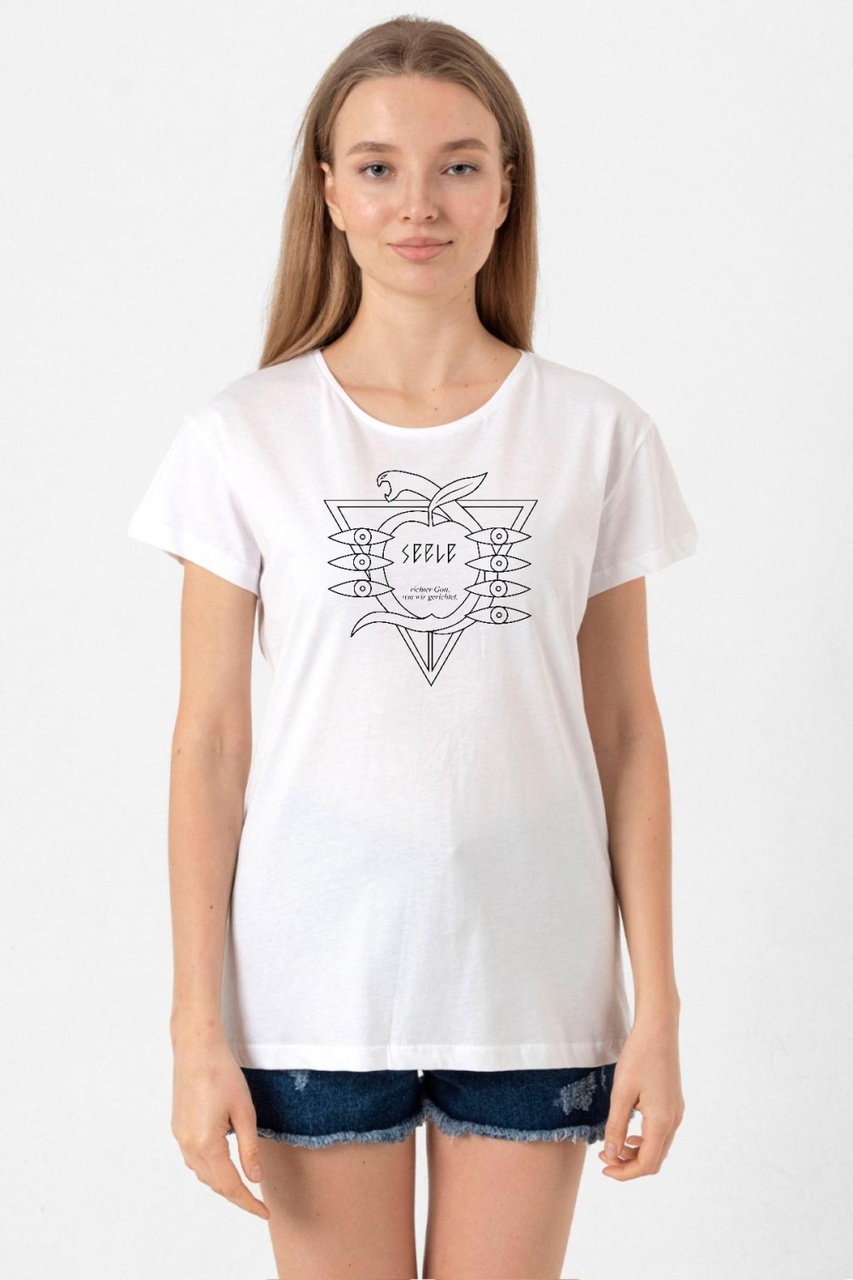 Neon Genesis Evangelion Seele Logo Beyaz Kadın Bisikletyaka Tshirt 001