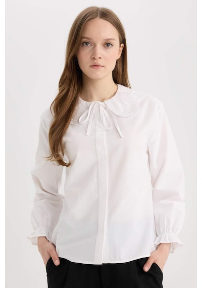 DeFacto Regular Fit Poplin Uzun Kollu Gömlek Tunik E4355AX25SPWT84