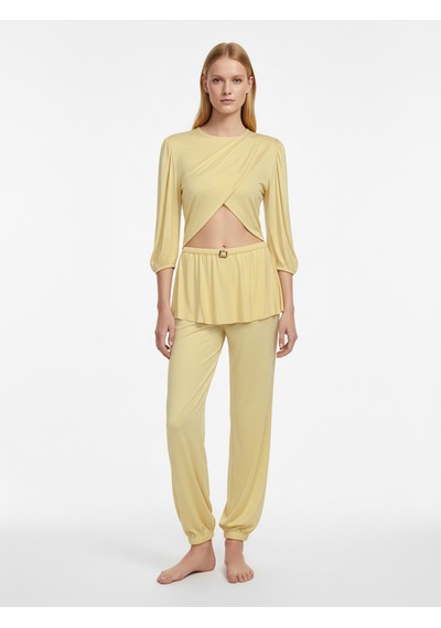 Xint Sarı Doğal Dökümlü Oversize Bluz 602598