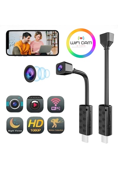 Mini Wifi Usb Kamera Esnek Tasarım Canlı İzleme Sd Karta Kayıt