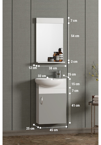 Lale 45 Cm Beyaz-sis Gri Mdf Seramik Lavabolu Asma Banyo Dolabı Takımı Lale 45 Cm Beyaz-sis Gri Mdf Seramik Lavabolu Asma Banyo Dolabı Takımı