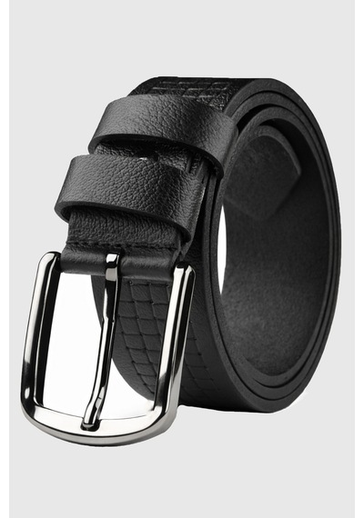 Rizzup Erkek Siyah Kare Desenli Hakiki Deri 4 Cm Kemer Spor Günlük Model Kemer 2402620