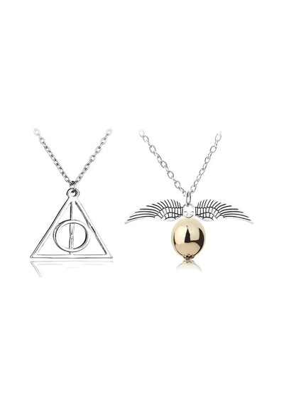 Snitch Golden Ve Ölüm Yadigarları Üçgen Harry Potter Unisex Kolye Diğer