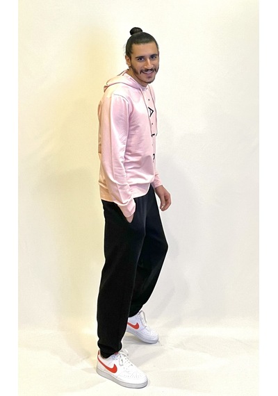 Süperlife Erkek Kapşonlu Regular Fit Air Baskılı İnce Sweatshirt Spr22sw162 Pembe