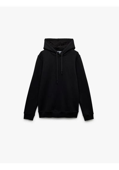 Koton Şardonlu Uzun Kollu Basic Kapşonlu Sweatshirt Siyah 6wam70015mk Siyah